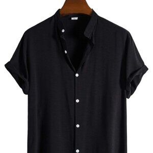 Casual Black Men's Collared Shirt